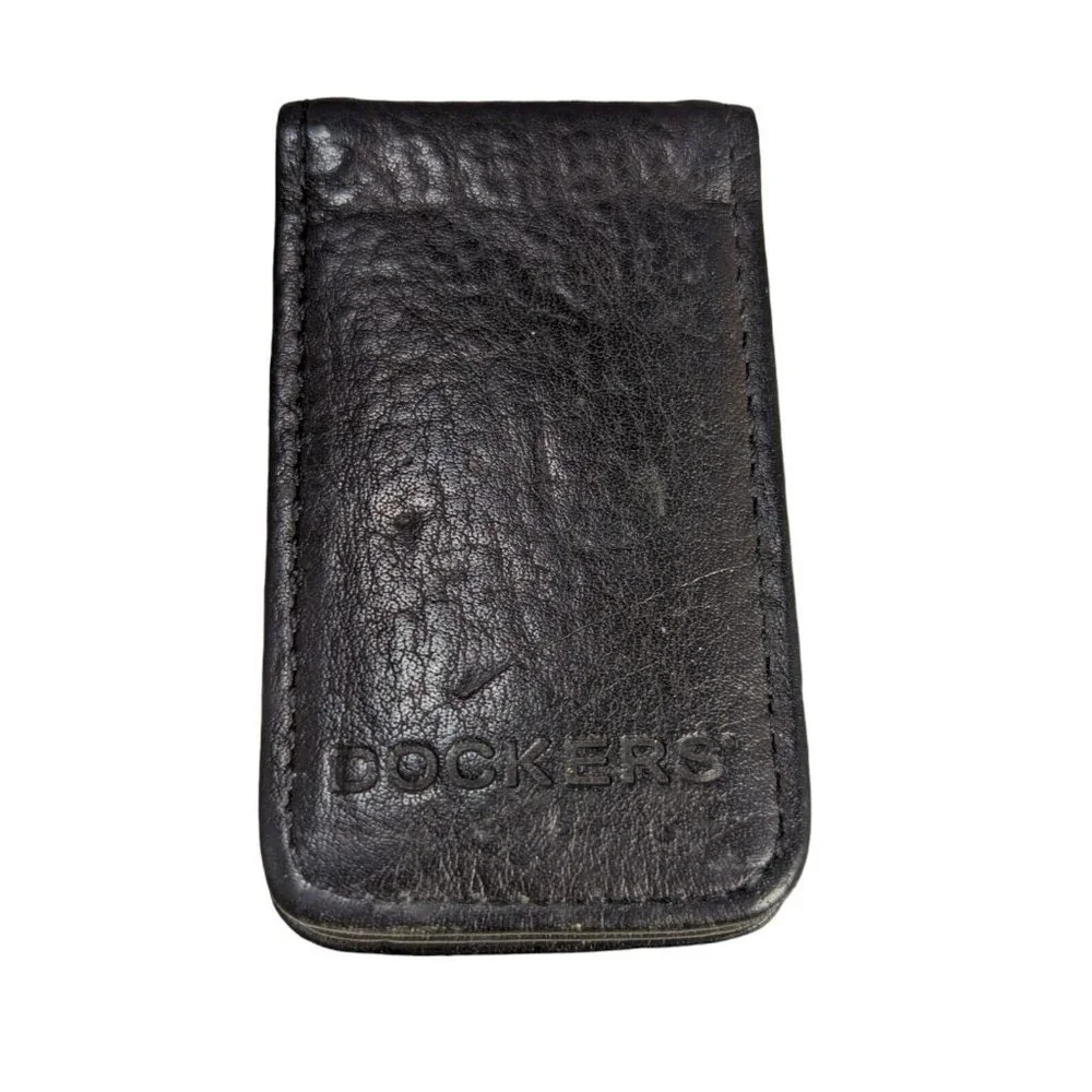 Dockers Genuine Leather Magnetic Money Clip Black Color